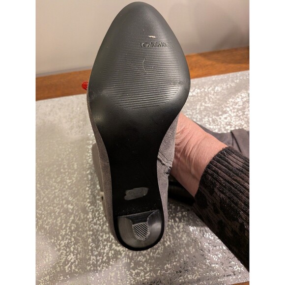 Calvin Klein Cambria Gray Suede Leather High Heel Zip Ankle Boots Womens 6M New - Picture 9 of 10
